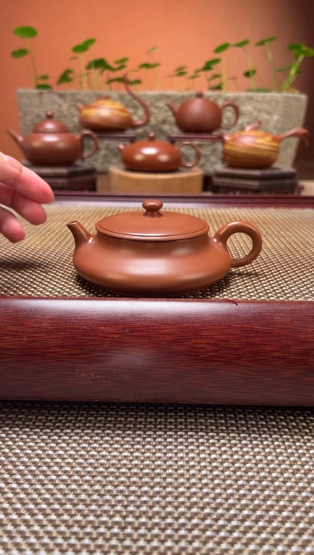 茶壶紫砂超薄胎 扁明炉原矿朱泥 纯手制 CXF01