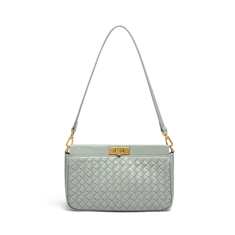 春夏新品时尚编织女包休闲百搭单肩包简约腋下包B1942-玛瑙灰