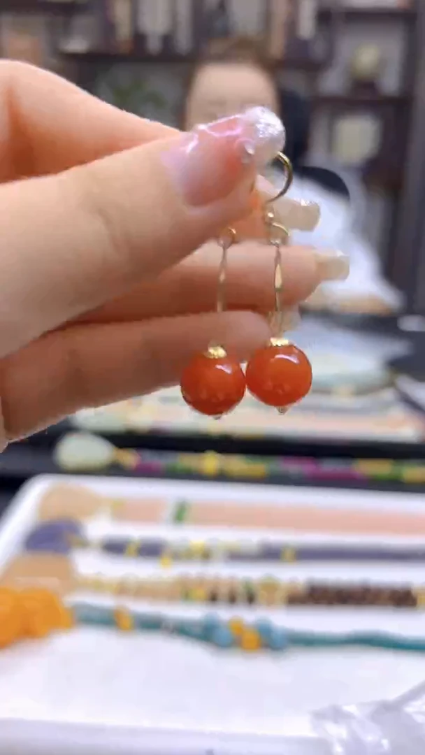 翡翠14K金镶嵌耳饰DIY款E565