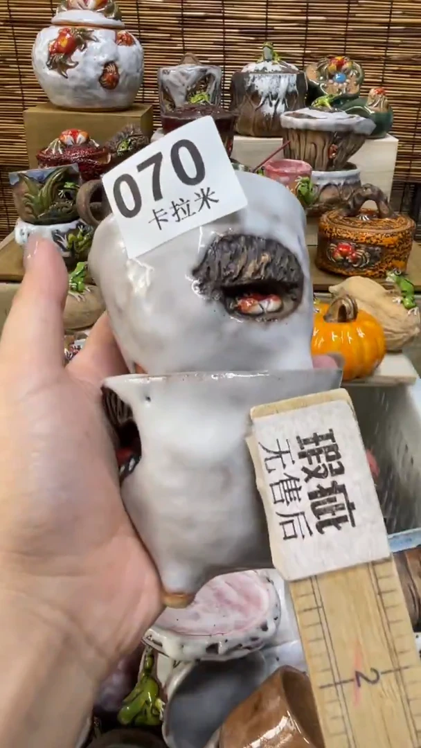 白**女070精美粗陶手工柴烧
