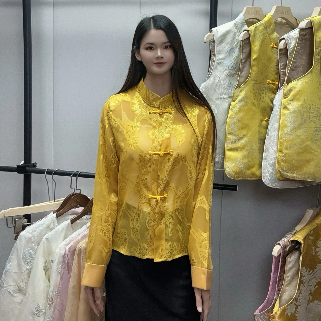 薄款外套提花立领短外套设计师女气质唐装时尚防晒新中式