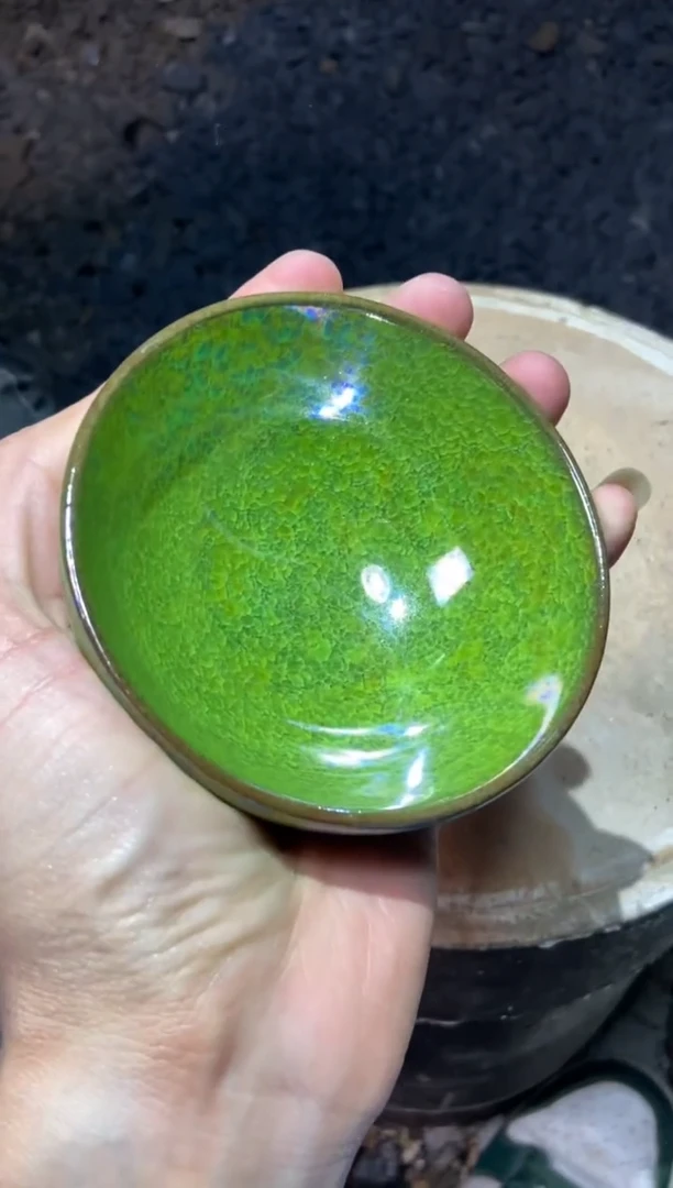 杯建盏绿冰 窑变