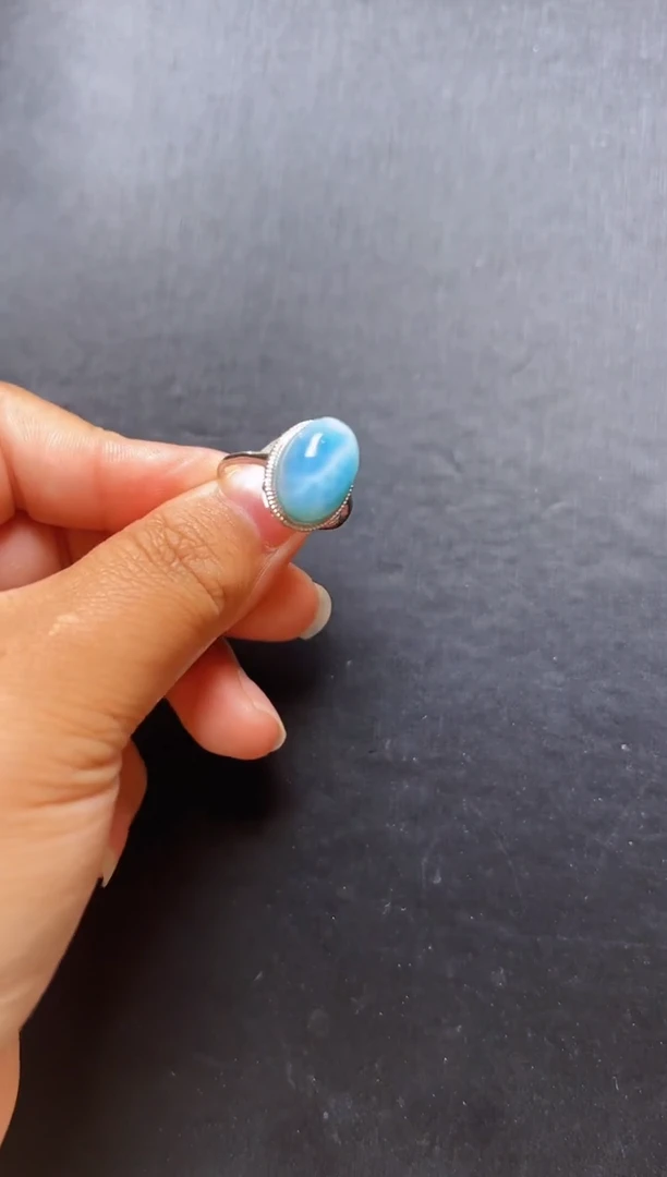 针钠钙石（海纹石）银S925镶嵌戒指海纹石戒指   JP51285