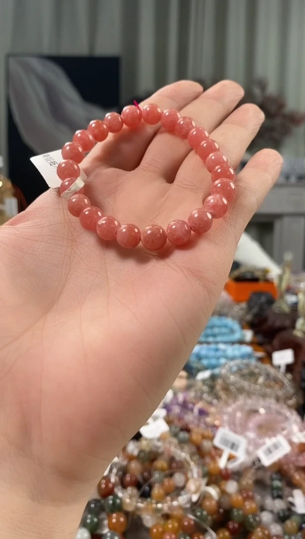 未镶嵌菱锰矿（红纹石）手串红纹石
