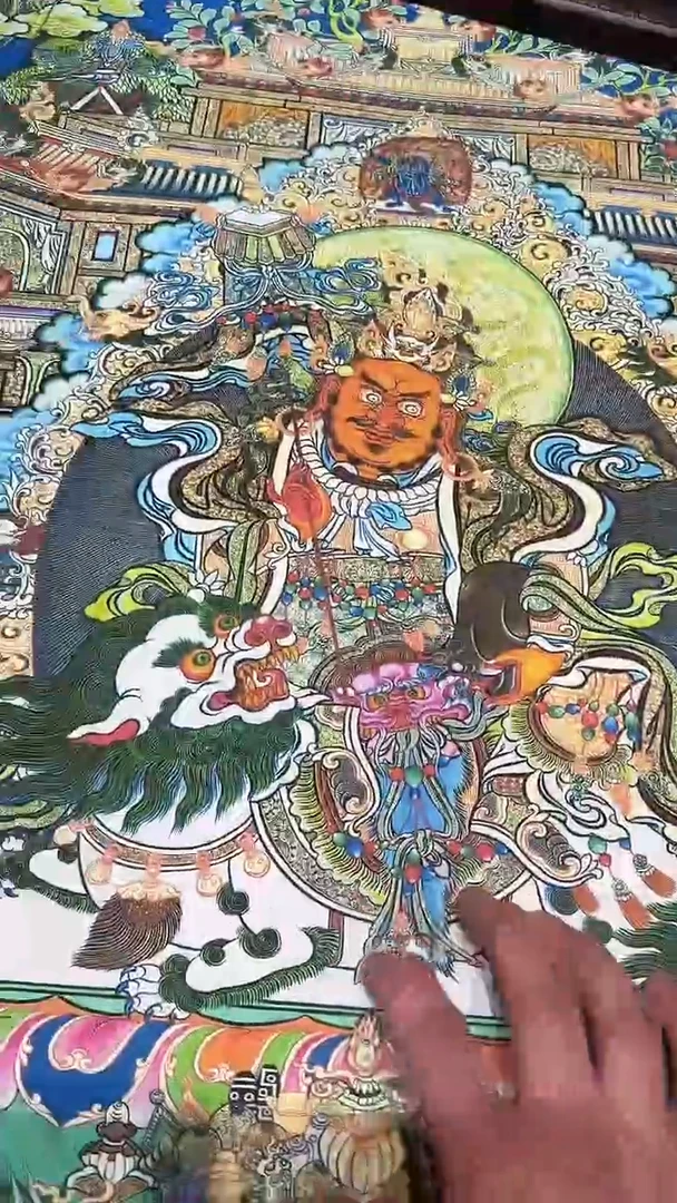 卷轴画【主播精品】高端卷轴画——唐卡AA7八马财神