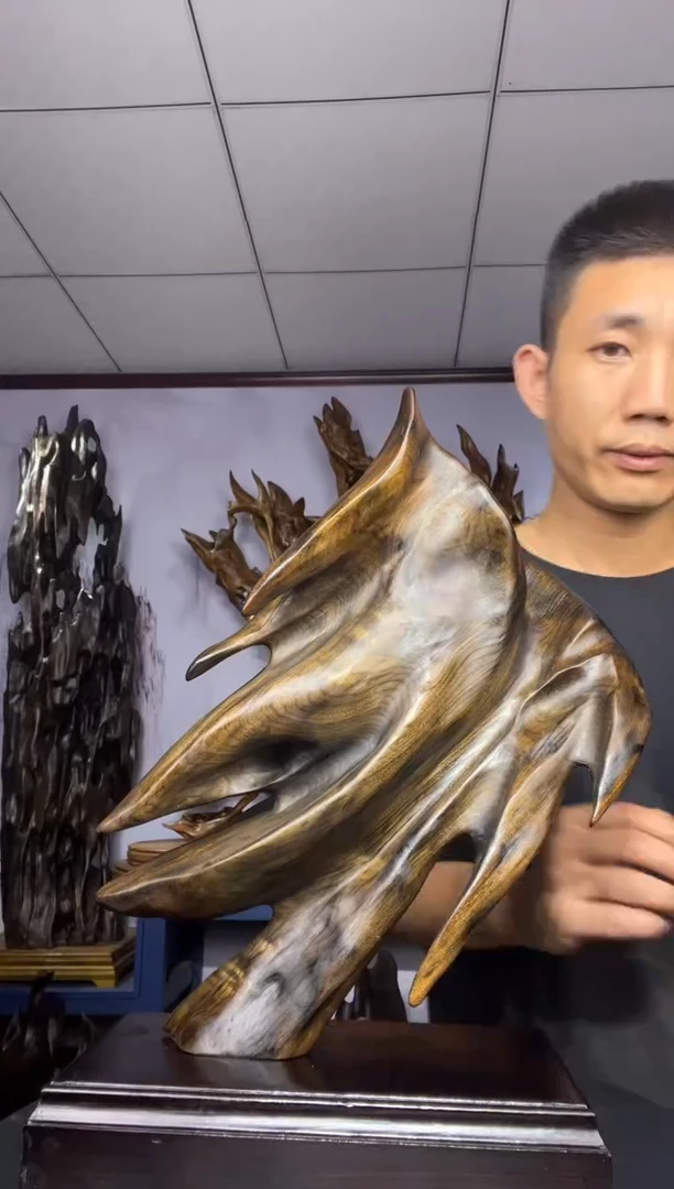 金丝楠木雕款花**落金丝楠木工艺品摆件