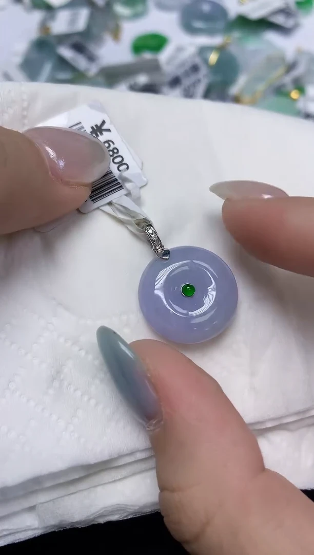 翡翠18K金镶嵌颈饰天然缅甸翡翠A货