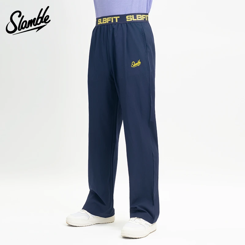 SLAMBLE男士运动长裤松紧腰透气速干薄篮球跑步训练宽松直筒裤