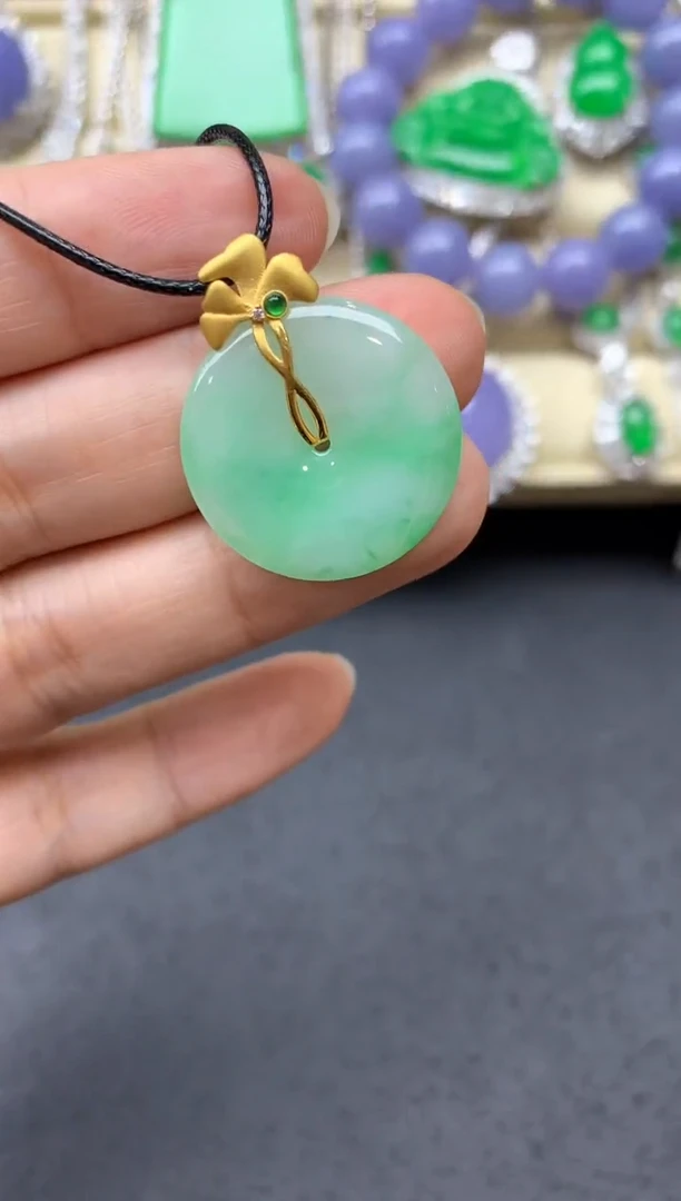 翡翠18K金镶嵌颈饰402-中国好珍宝