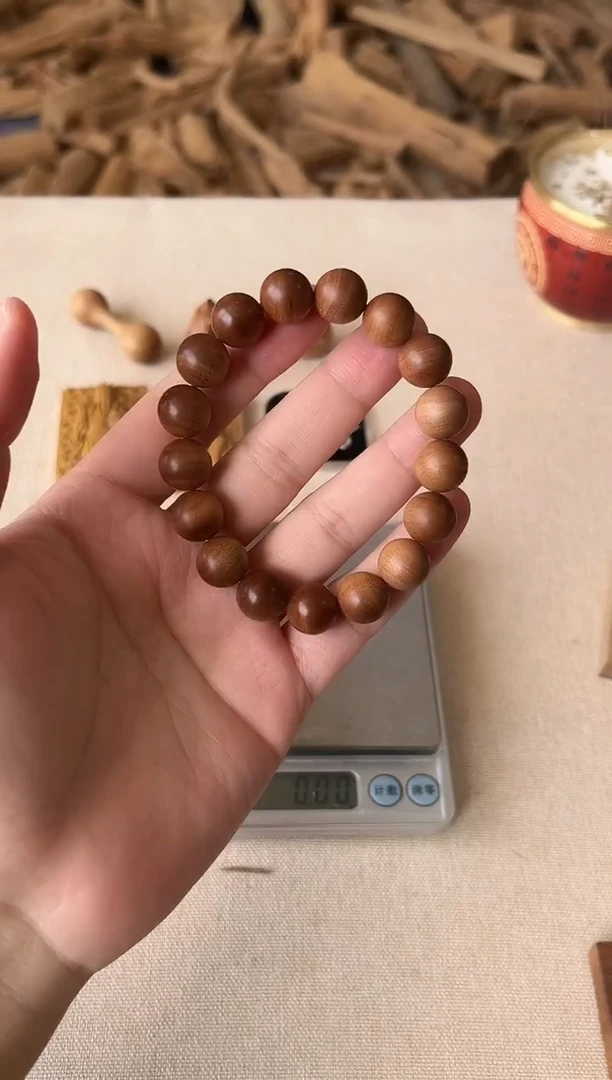 檀香木手串/手链正区老山檀 1.2横纹黑肉 沉水 奶香 寺庙韵