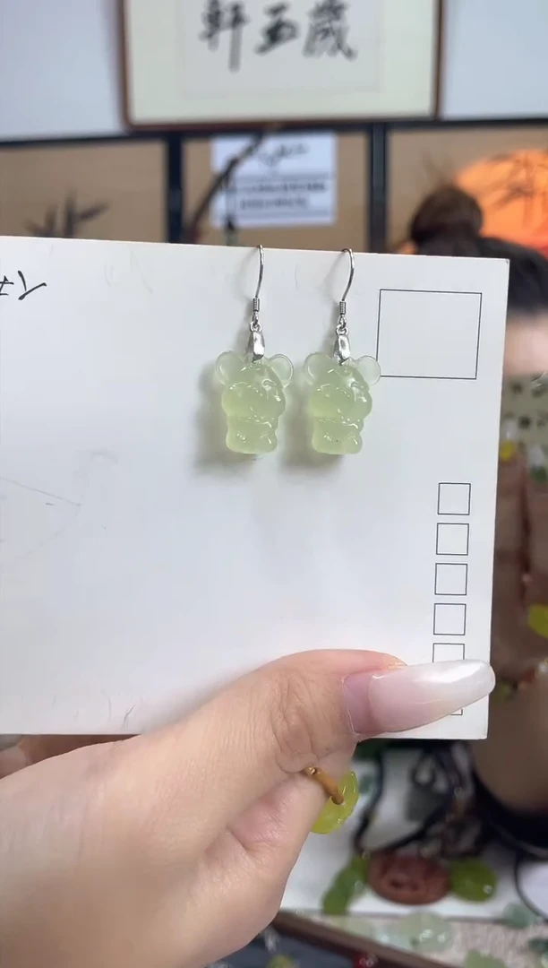 【闪购商品】岫玉耳坠银S925镶嵌多样性发货其中发一