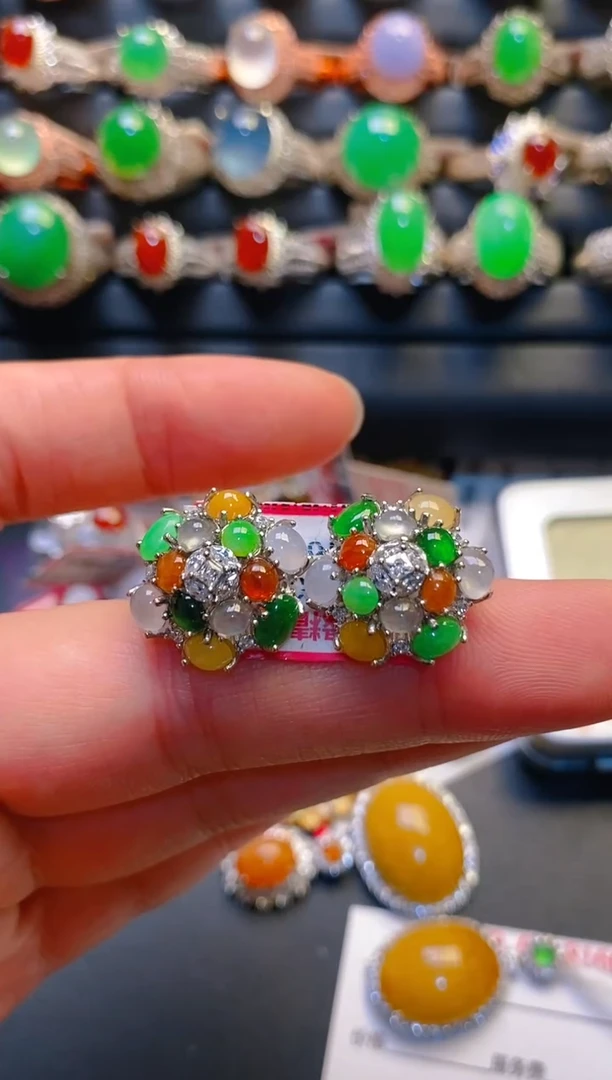 银S925镶嵌戒指翡翠天然