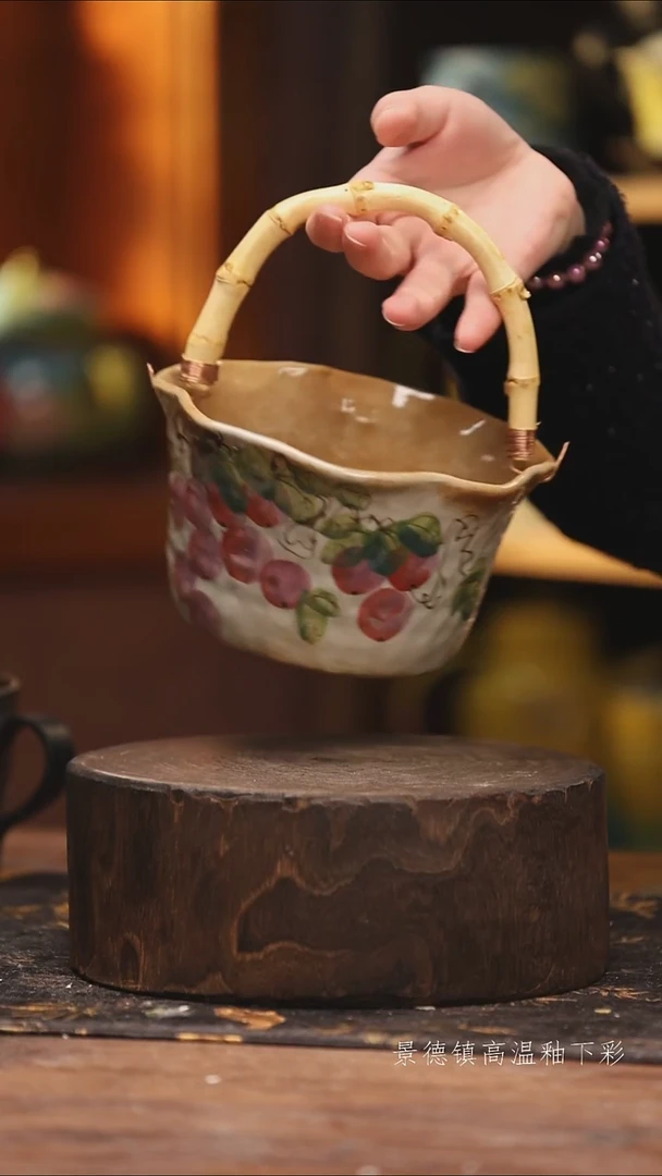 陶瓷景德镇高温釉下手绘陶瓷@L464@