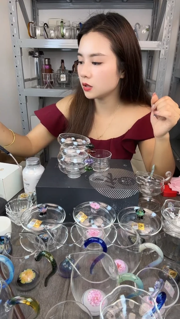 手工艺品玻璃禾器 奉珠茶漏琥珀色 普通盒