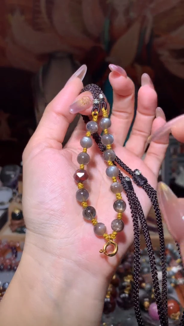 未镶嵌项链长石黑金骨干项链编绳