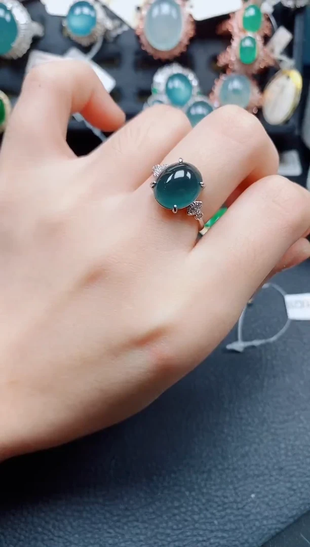 银S925镶嵌戒指翡翠翡翠