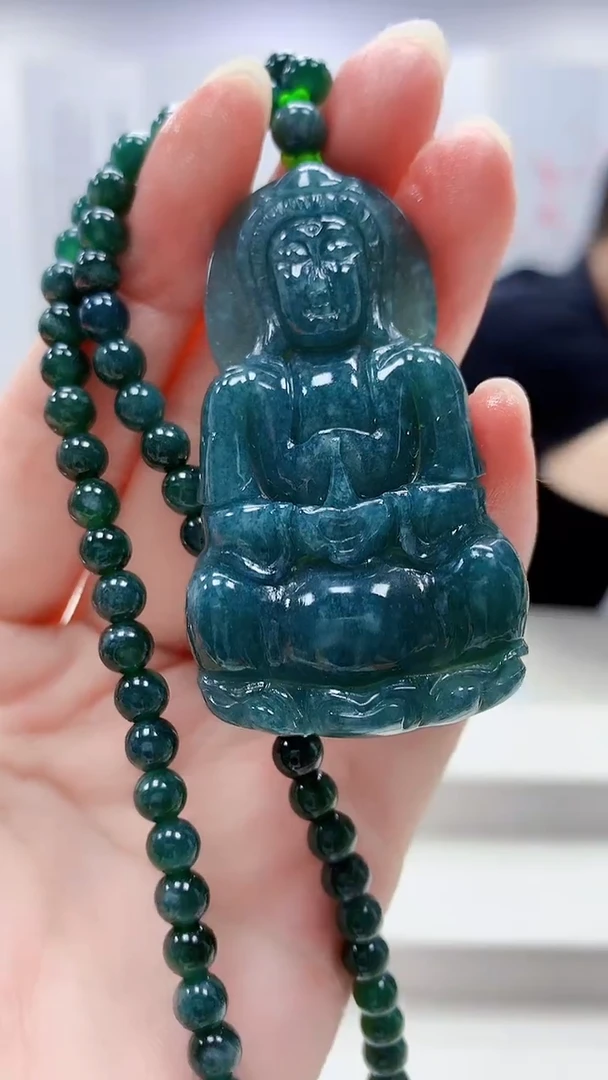 定制翡翠未镶嵌5153zm-毛货赠珠链观音23