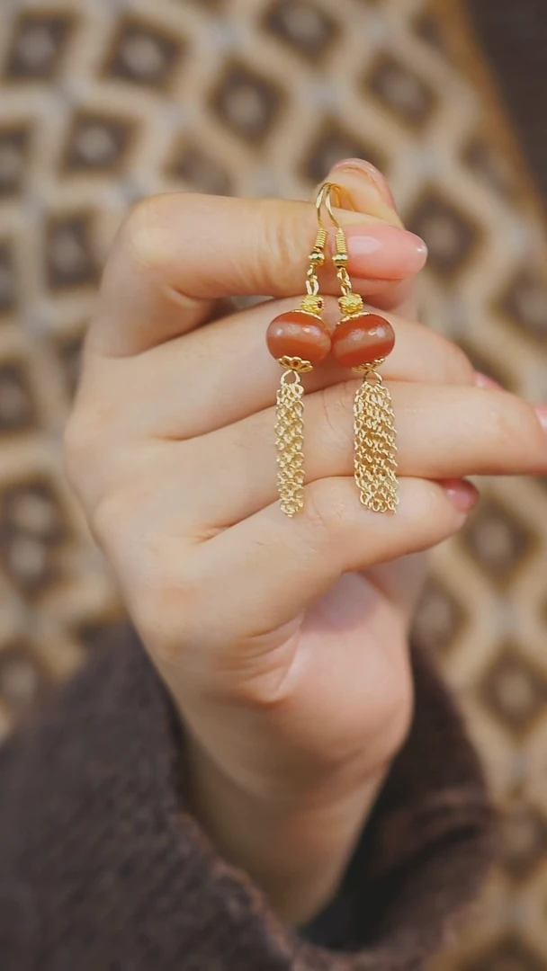 【闪购商品】玛瑙/玉髓耳环未镶嵌多样性发其一