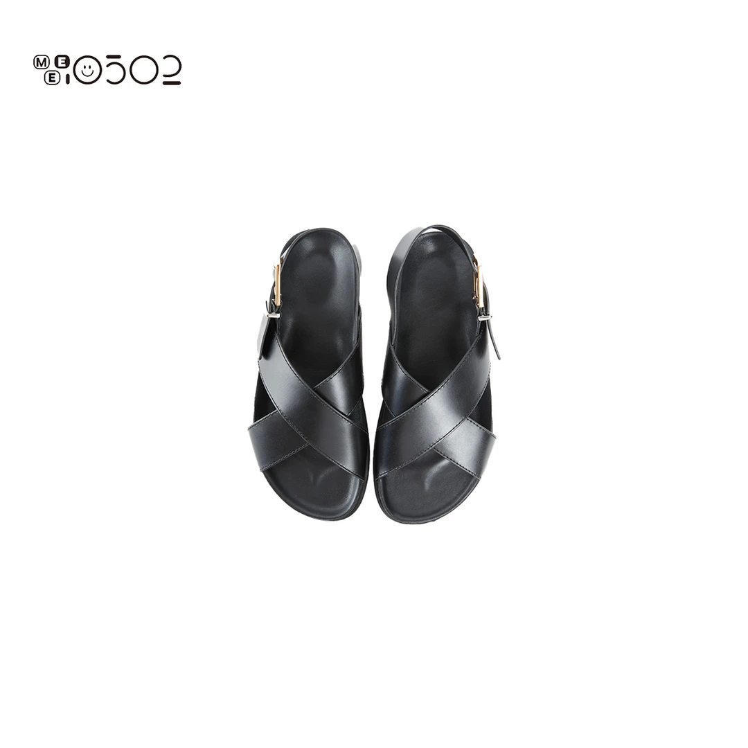 MEI0502 复古镂空胎牛皮平底凉鞋 2505191