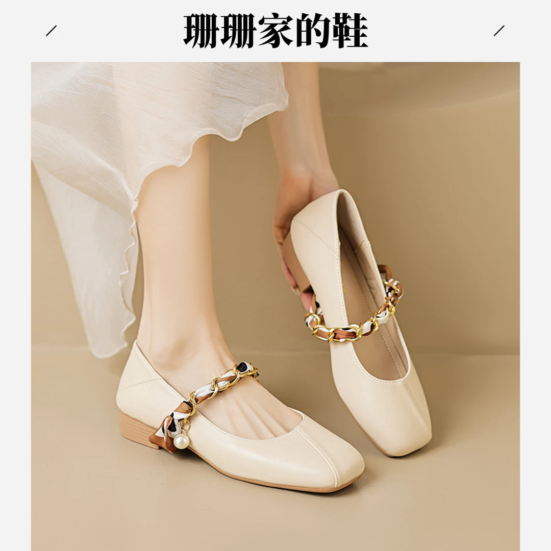 珊珊家~法式玛丽珍单鞋女2025新款浅口小跟鞋平底豆豆鞋大码女鞋