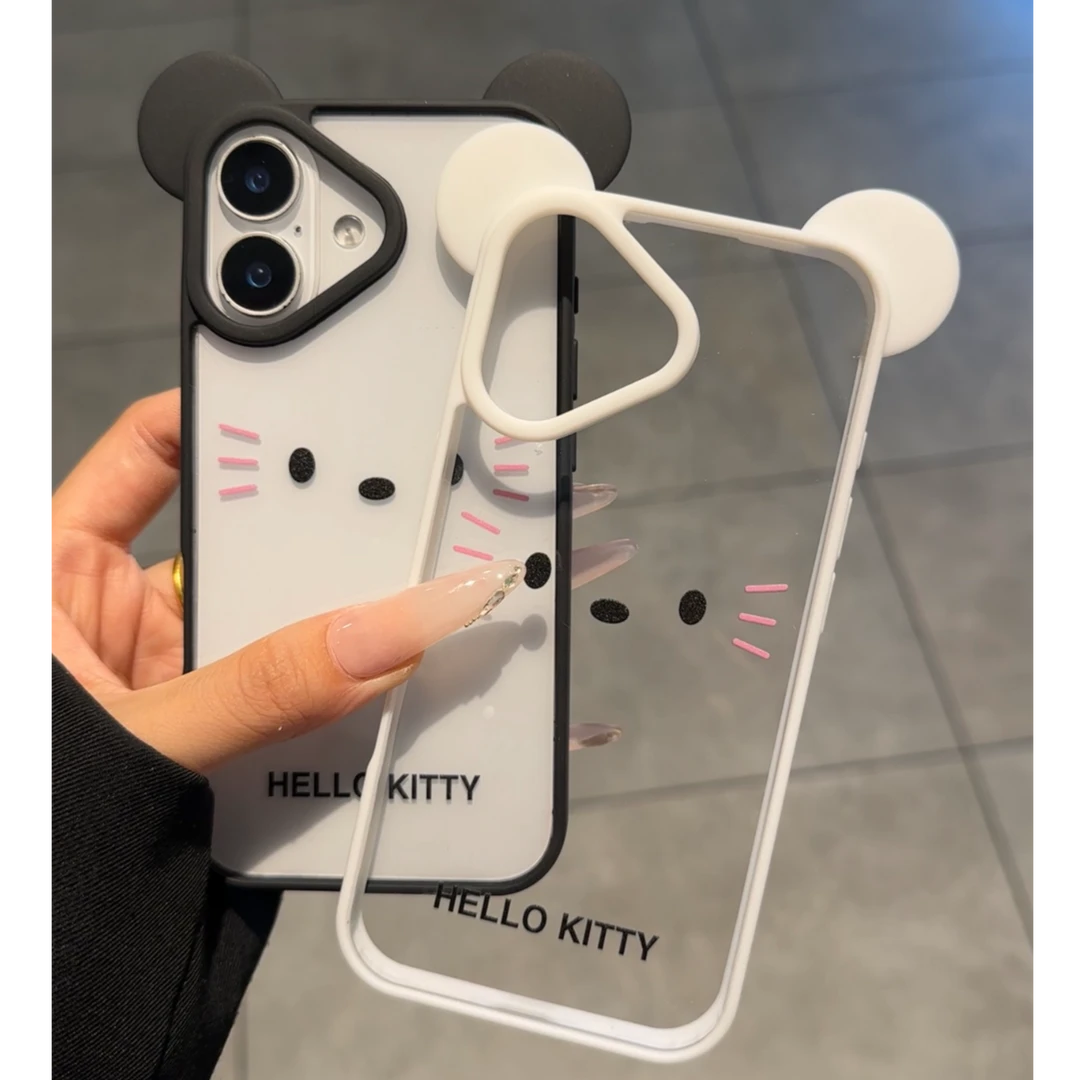 米奇耳朵kitty表情适用苹果16Promax手机壳15pro苹果14新款13趣味