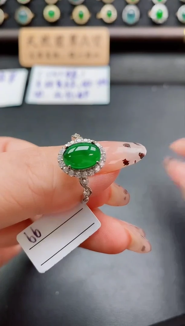 银S925镶嵌戒指翡翠1