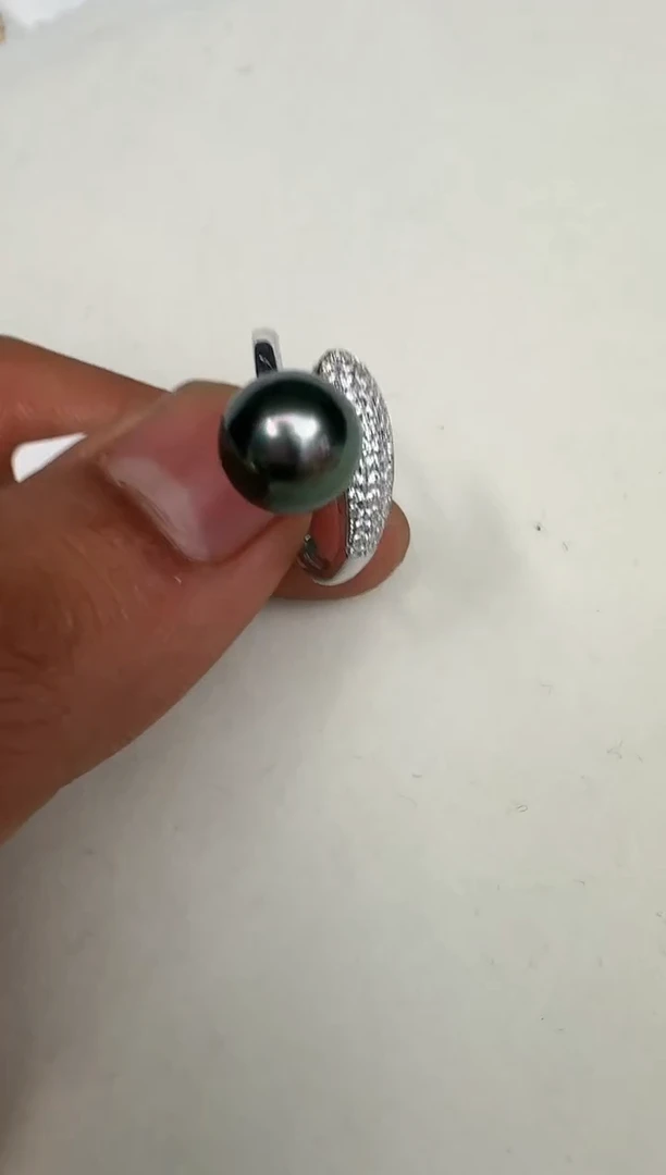 银S925镶嵌戒指海水珍珠戒指