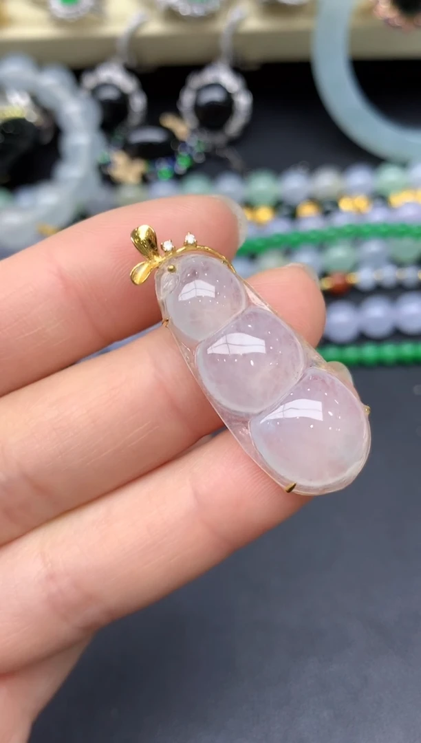 颈饰18K金镶嵌翡翠228-雪姐翡翠天天见