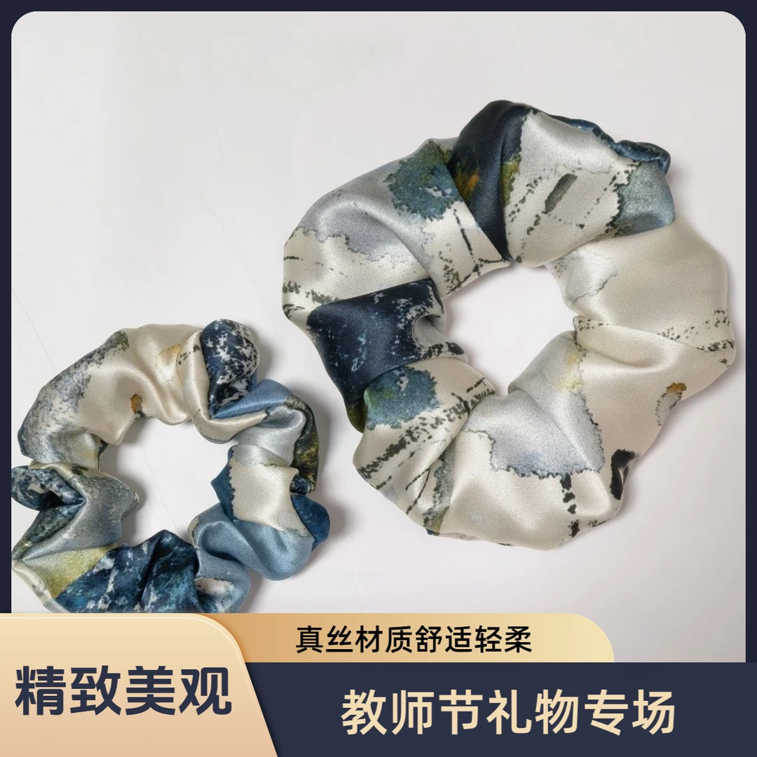 气质【100%桑蚕丝】莫奈发饰精致真丝发圈头饰头绳缎面19姆米护发