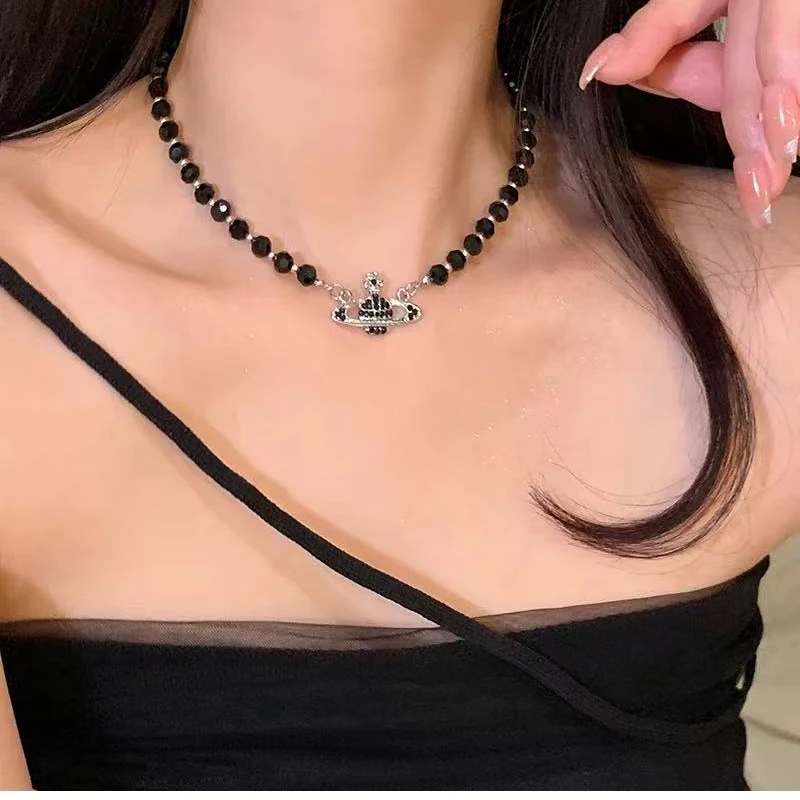 铜合金项链 黑珠星球项链