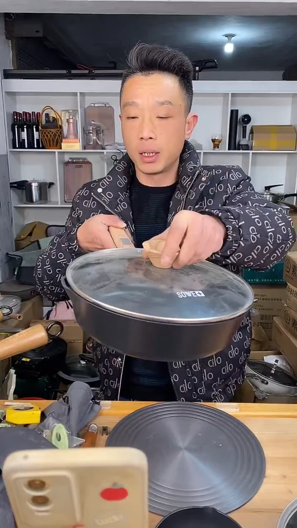 水晶玻璃1素味煎炒锅28有盖