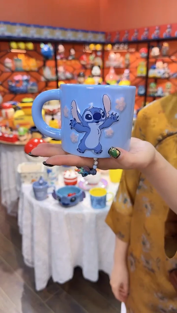 瓷片@@史迪仔蓝色陶瓷马克杯