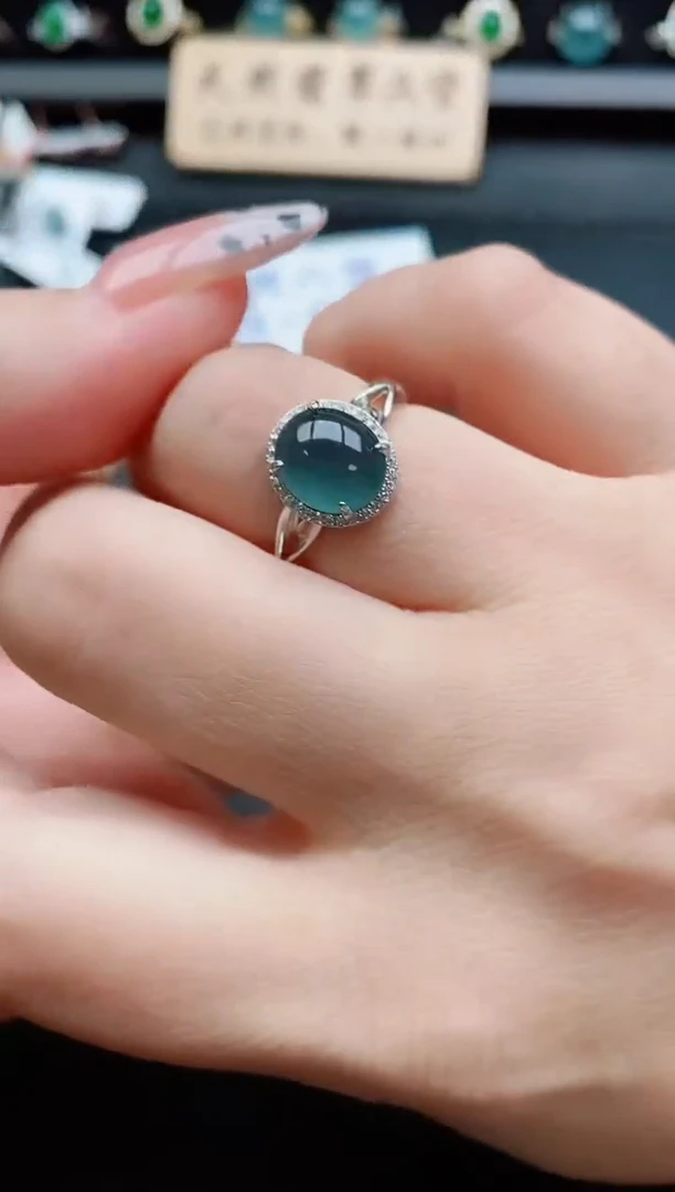 银S925镶嵌戒指翡翠1