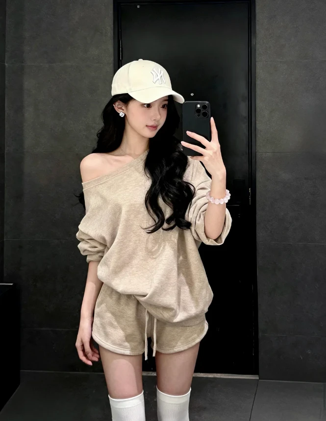 韩系早秋御姐风穿搭卫裤女装短裤气质超好看裤子两件套装2025新款