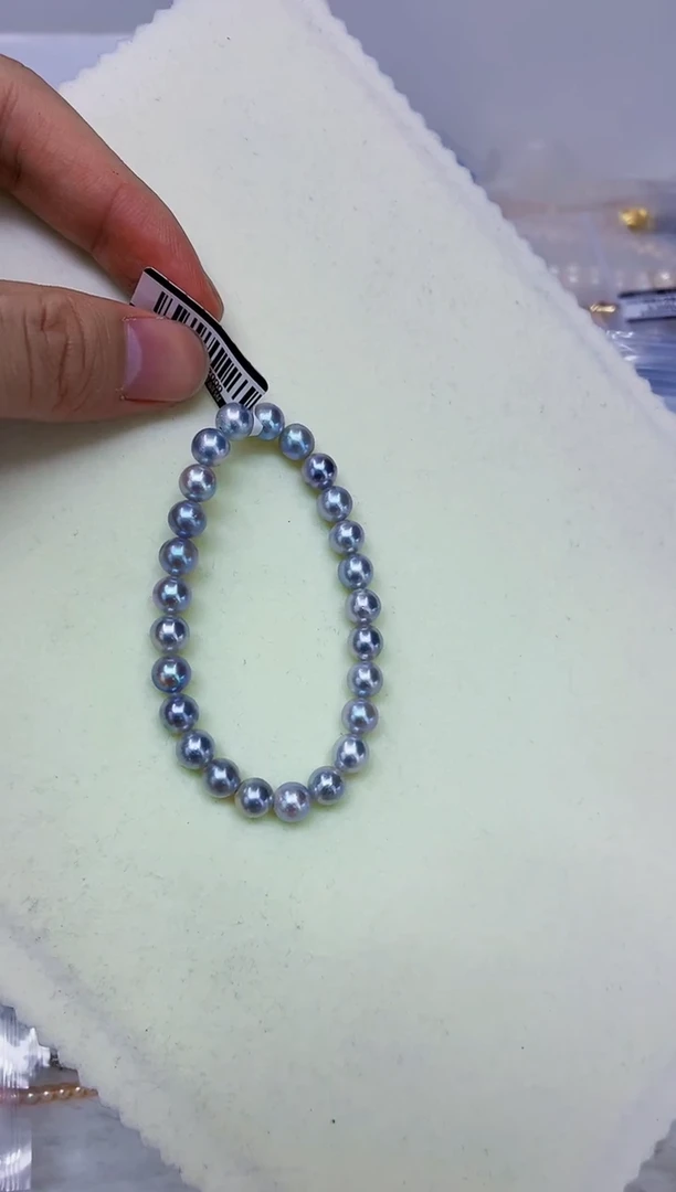 未镶嵌DA海水珍珠灰珠手链6-7 y637