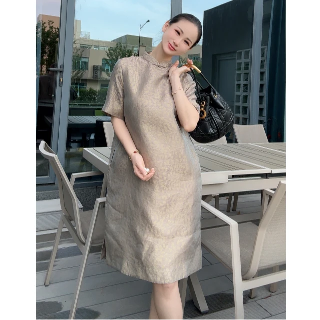 【盎然宋锦连衣裙】桑蚕丝连衣裙气质ZQ2024517-B女款90cm180g