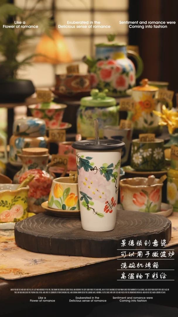 陶瓷景德镇高温手绘釉下彩设计师款式