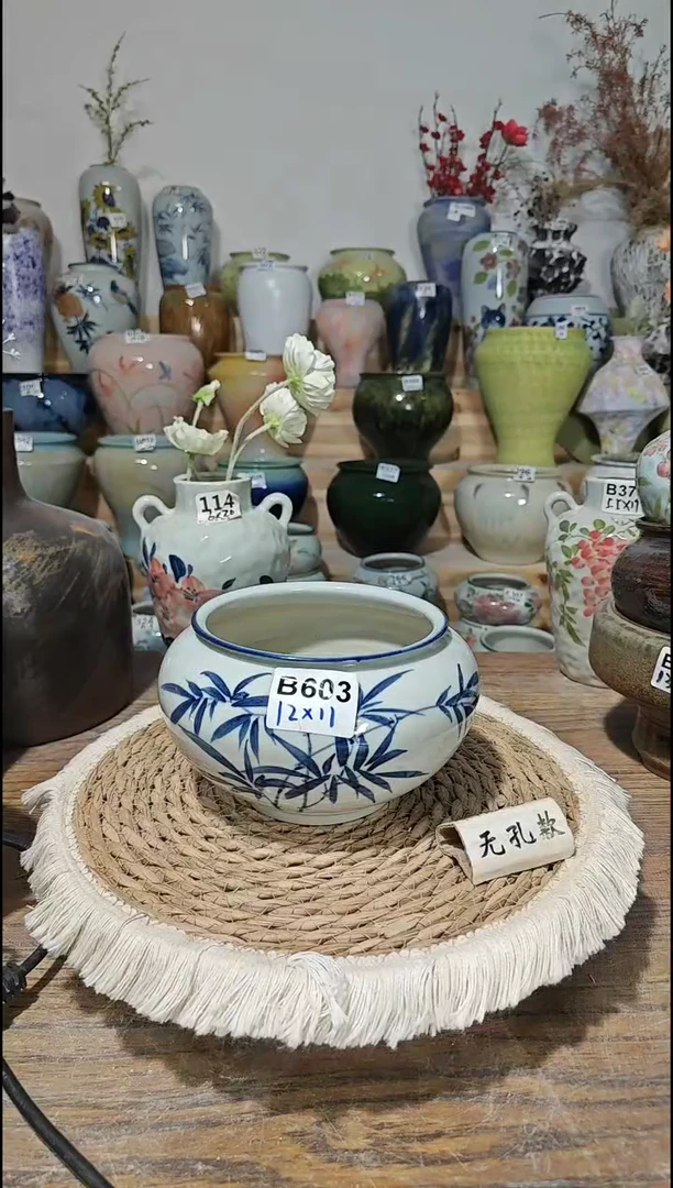 景德镇瓷韵陶瓷花盆 B603  手工制品 完美主义者慎拍