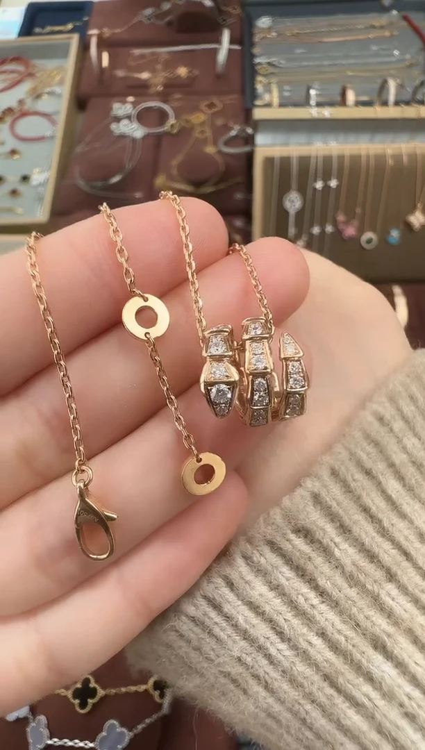 【闪购商品】钻石项链18K金镶嵌满钻蛇项链【8克多】