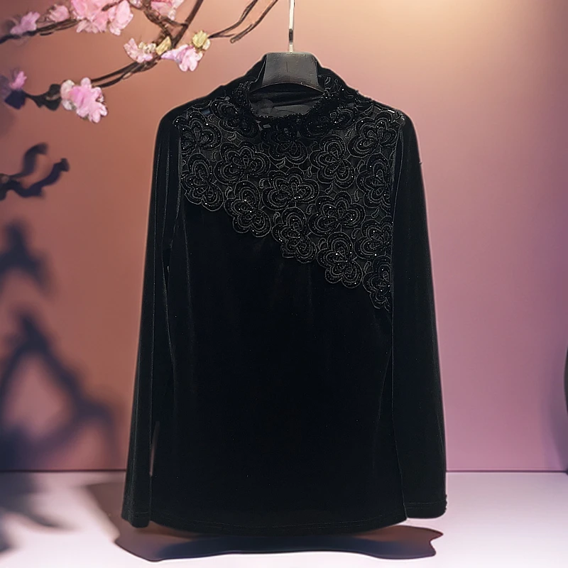 889277时尚 宽松 女装 洋气 短款百搭 打底长袖 妈妈装上衣