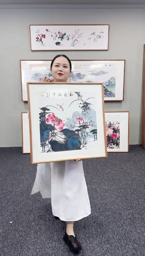 国画荷花60*60斗方