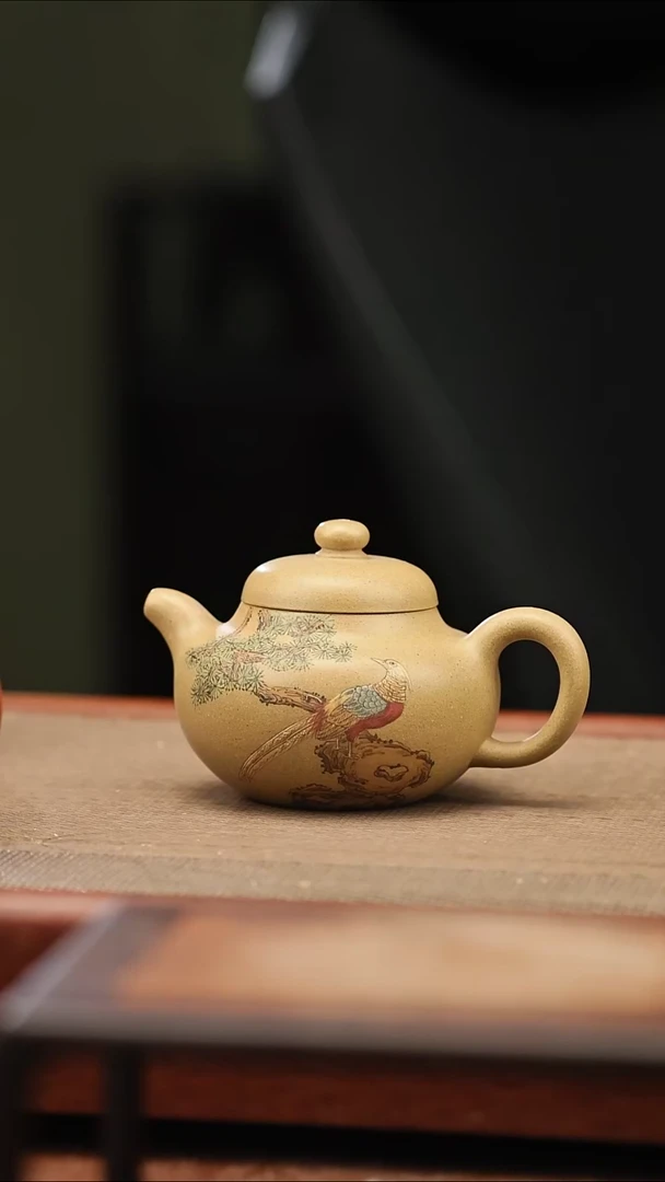 茶壶紫砂前程似锦 120毫升 黄段