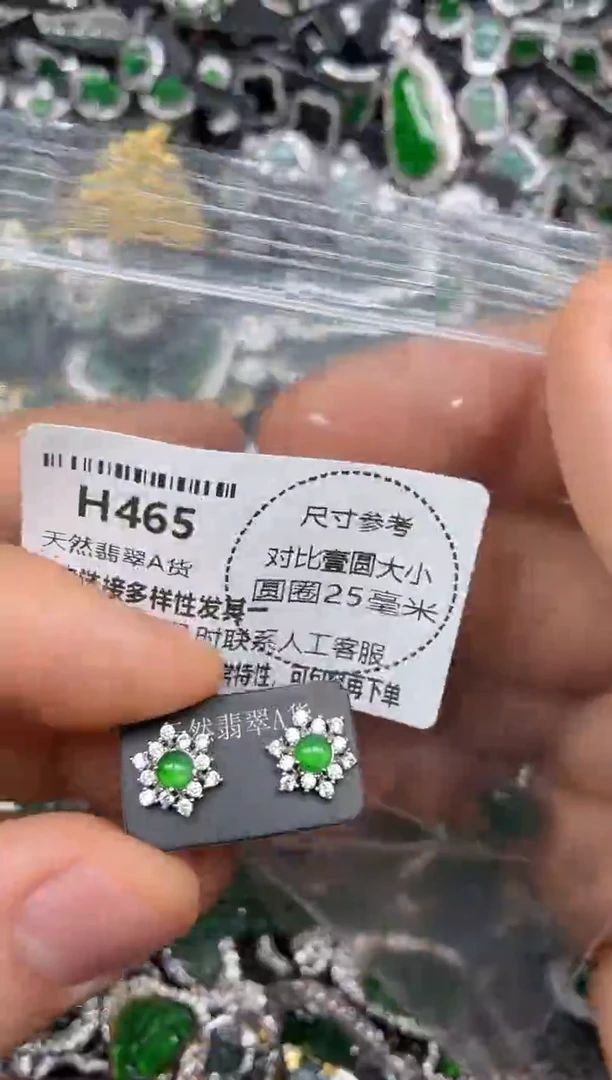 颈饰未镶嵌翡翠H465耳钉