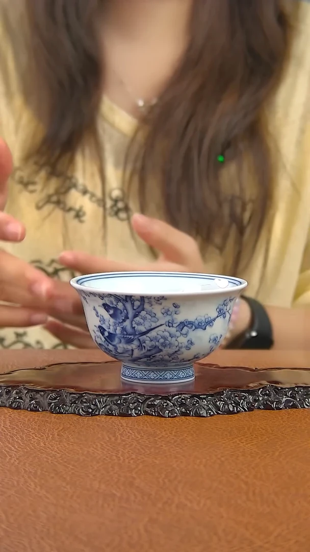 景德镇手工青花喜上眉梢主人杯