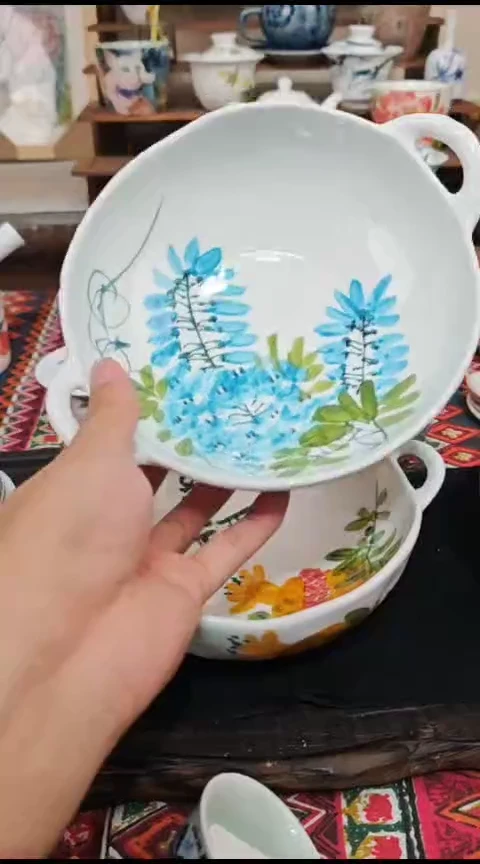 瓷片陶瓷高端国画手工釉下陶瓷浮力价