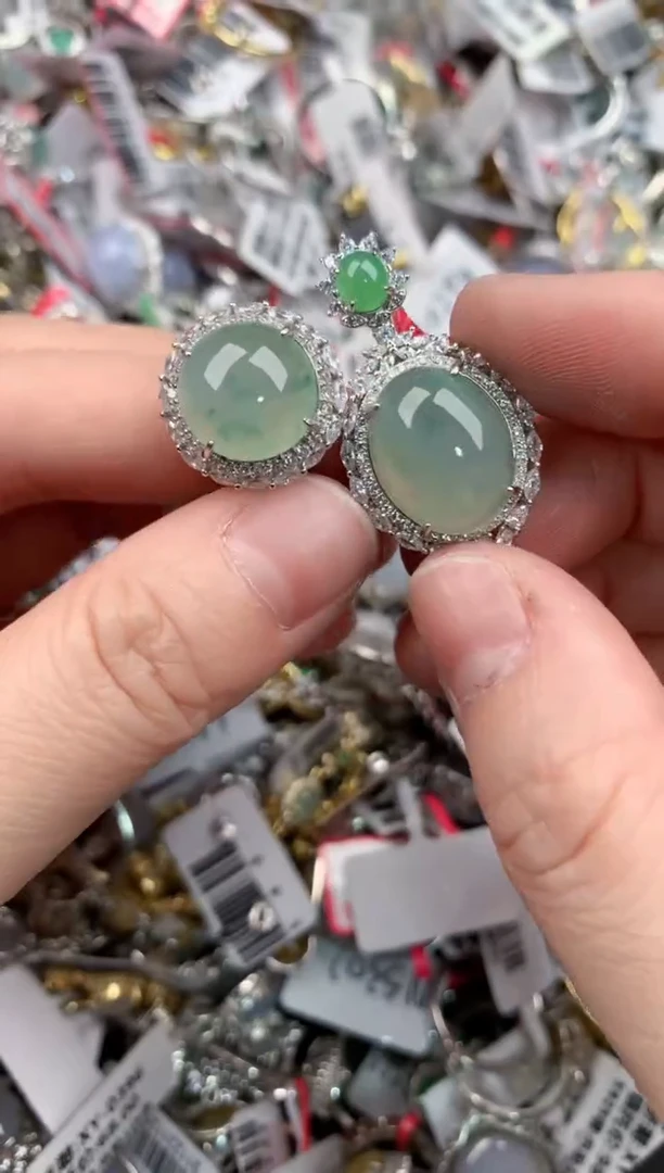 银S925镶嵌戒指翡翠777     9