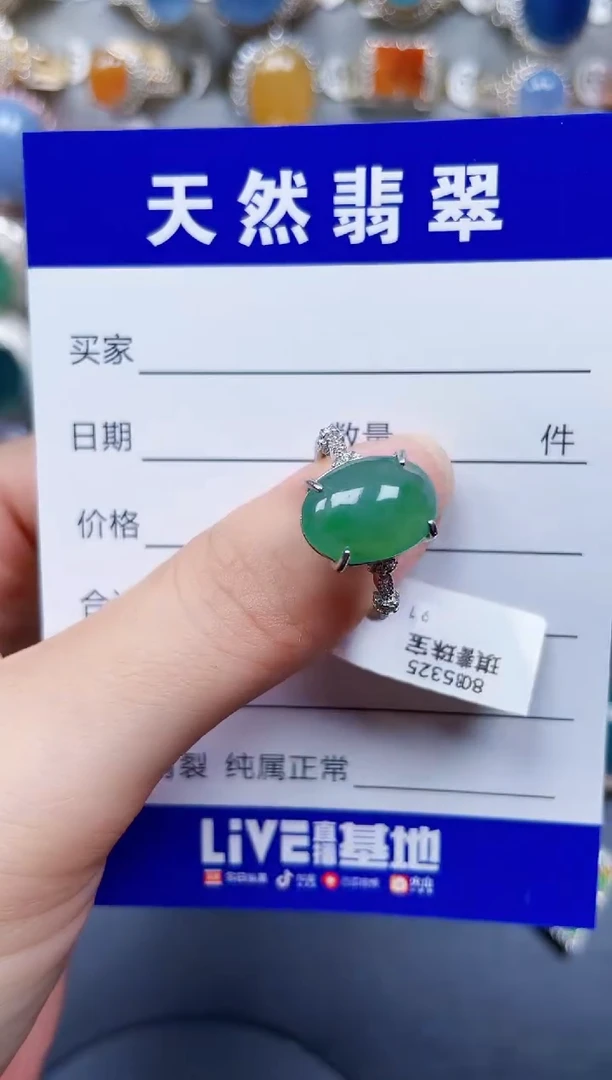 银S925镶嵌戒指翡翠166