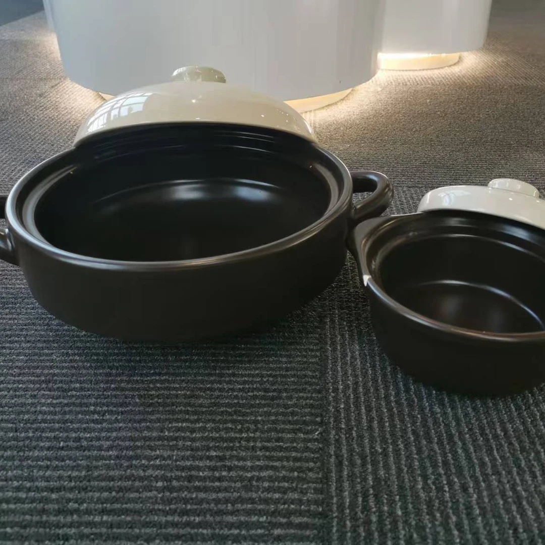 【瑕疵专场】3.3L+1.1L组合装棕色浅锅家用干烧炖菜陶瓷砂锅