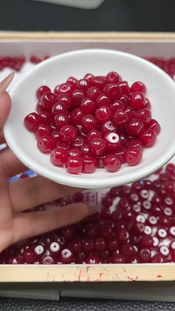 未镶嵌散珠碧玺D46 红碧玺老型7*8mm10个5.8元