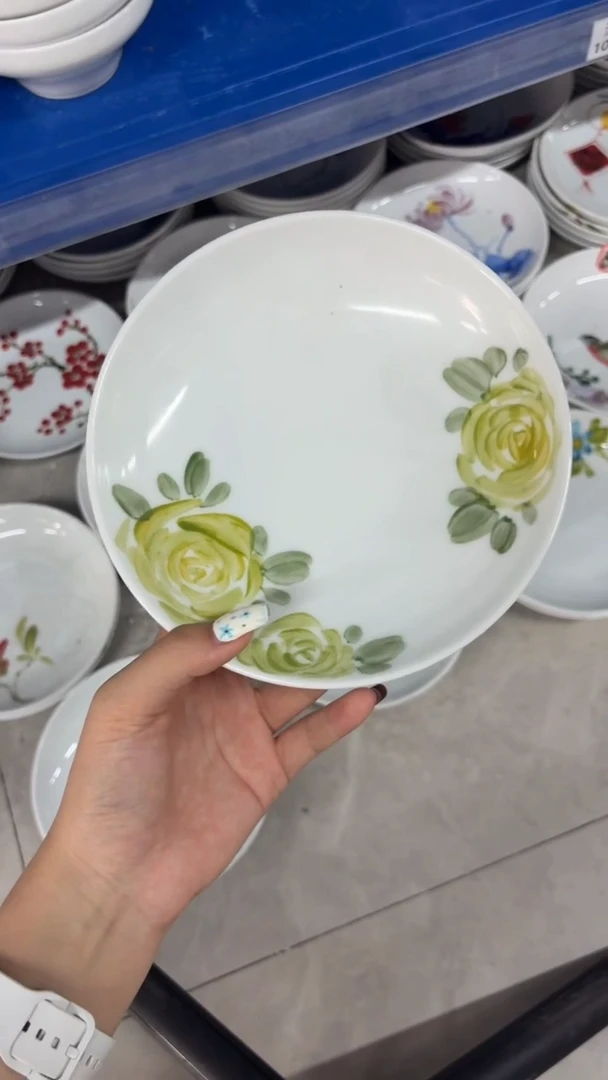 瓷片景德镇高温陶瓷食品级手绘釉中彩-浅盘